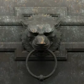 Ancient door handle in the form of a lion